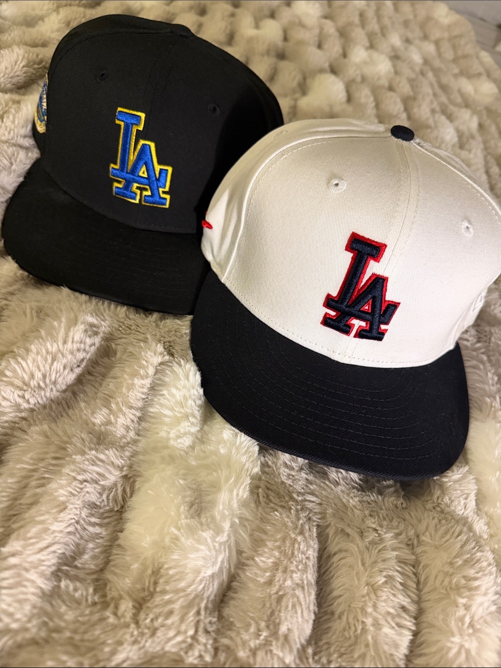 LA Embroidered Two-Tone Baseball Cap - Black & White- 2 for $50 or 1 for $30